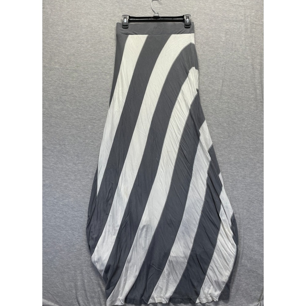 INC International Concepts Maxi Skirt Womens Small Gray White Striped Pull On